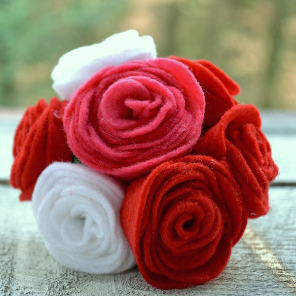 Felt Roses in Two Colors, Felt Flowers for Crafts, Double Flowers  Embellishments 