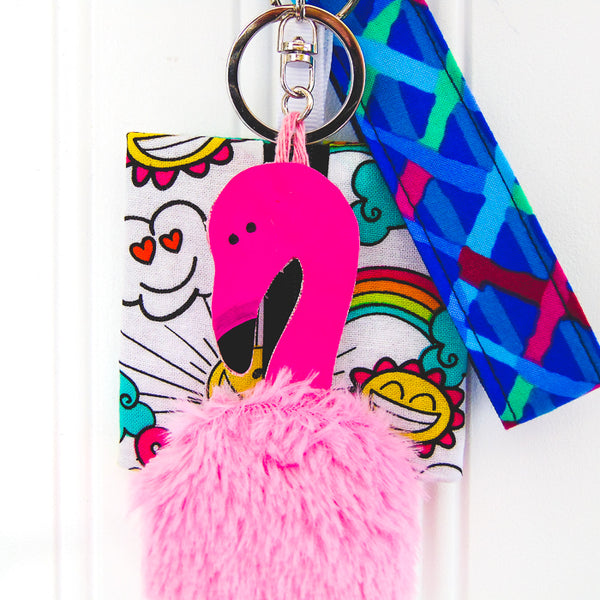 Flamingo pom pom on sale keychain