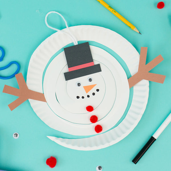 Paper Plate Spiral Melting Snowman – Craft Box Girls