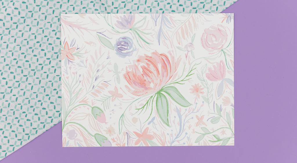 Pastel Big Floral Watercolor Art Print - Digital Download - Craft Box Girls