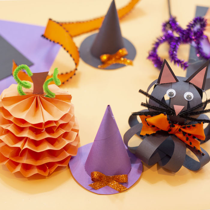Black Cat Paper Strips - Halloween craft ideas for kids 