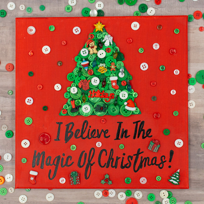 Christmas Tree Button Canvas Kit – Craft Box Girls