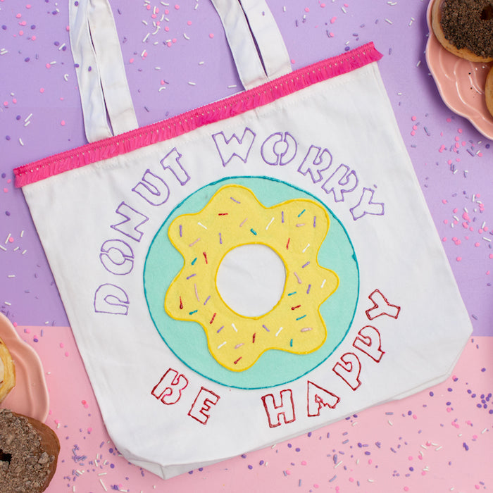 Donut Worry Be Happy Tote Bag – Craft Box Girls