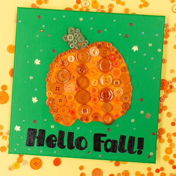 Fall Button Designs DIY Fall Pumpkin Button Canvas – Craft Box Girls