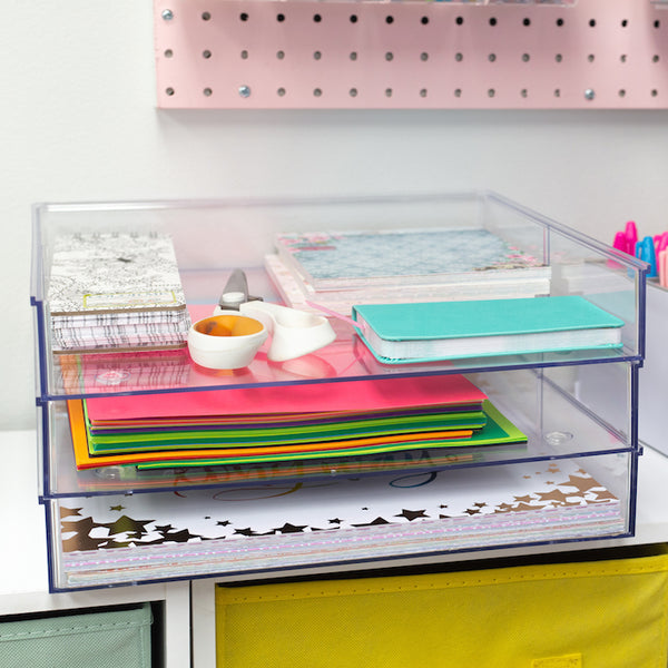 Get Organized with the Stackable Clear Paper Trays – Craft Box Girls