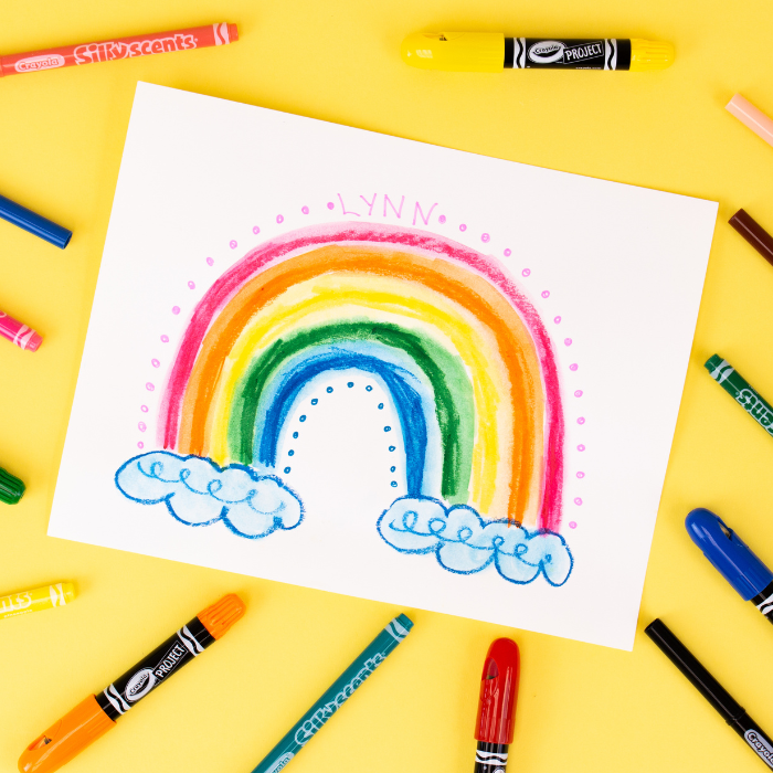 Yellow Box Of Rainbow Colored Crayons Stock Illustration