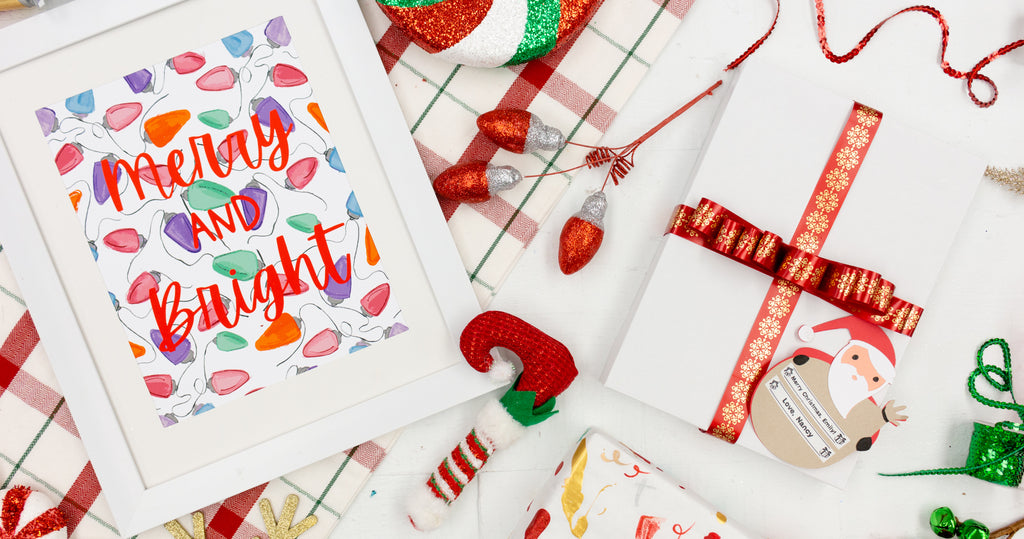 Holiday Prints - Merry & Bright Christmas Bulbs - Craft Box Girls
