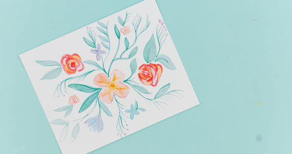 Leave Floral Watercolor Art Print - Digital Download - Craft Box Girls