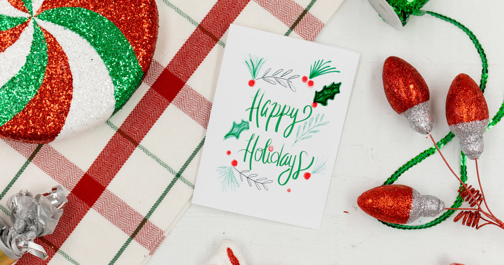 Happy Holidays Holly Greeting Card - Digital Download - Craft Box Girls
