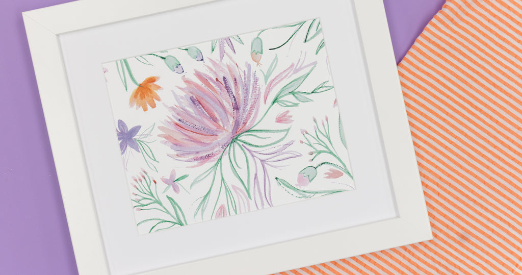 Purple Big Floral Watercolor Art Print - Digital Download - Craft Box Girls