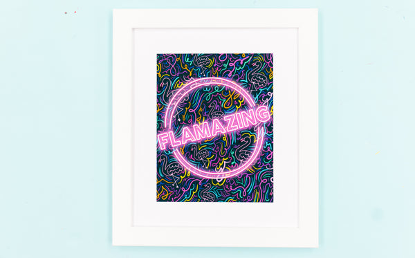 Flamazing Neon Happy Art Print - Digital Download - Craft Box Girls