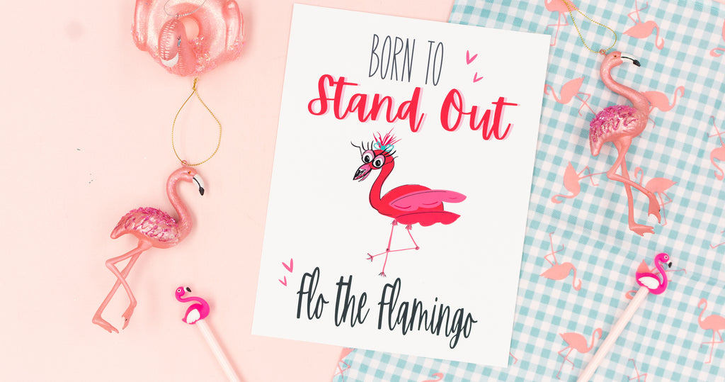 Flo the Flamingo Happy Art Print - Digital Download - Craft Box Girls
