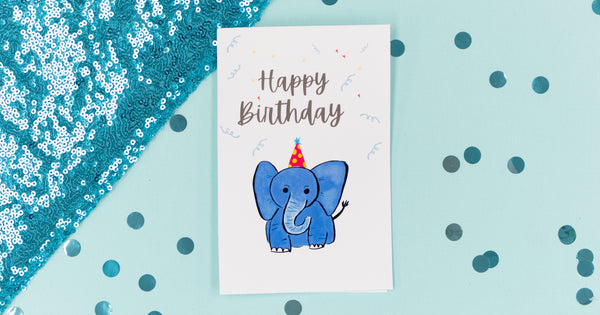 Happy Birthday Elephant Greeting Card - Digital Download - Craft Box Girls