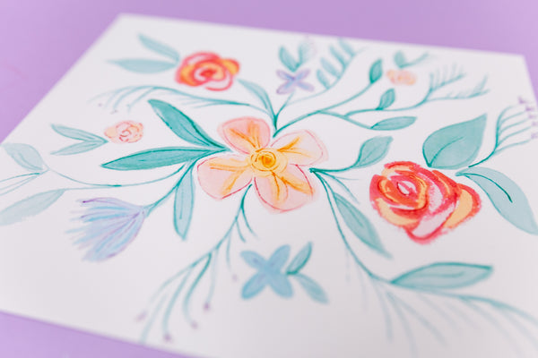 Leave Floral Watercolor Art Print - Digital Download - Craft Box Girls